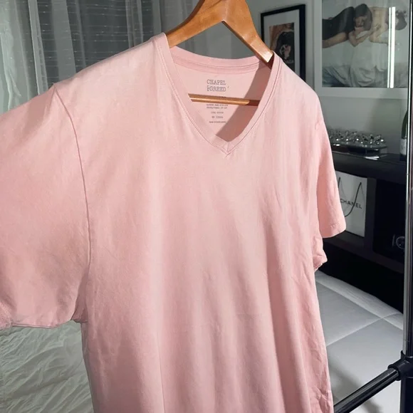 Pink V-Neck Short Sleeve Tee - Picture 2 of 6